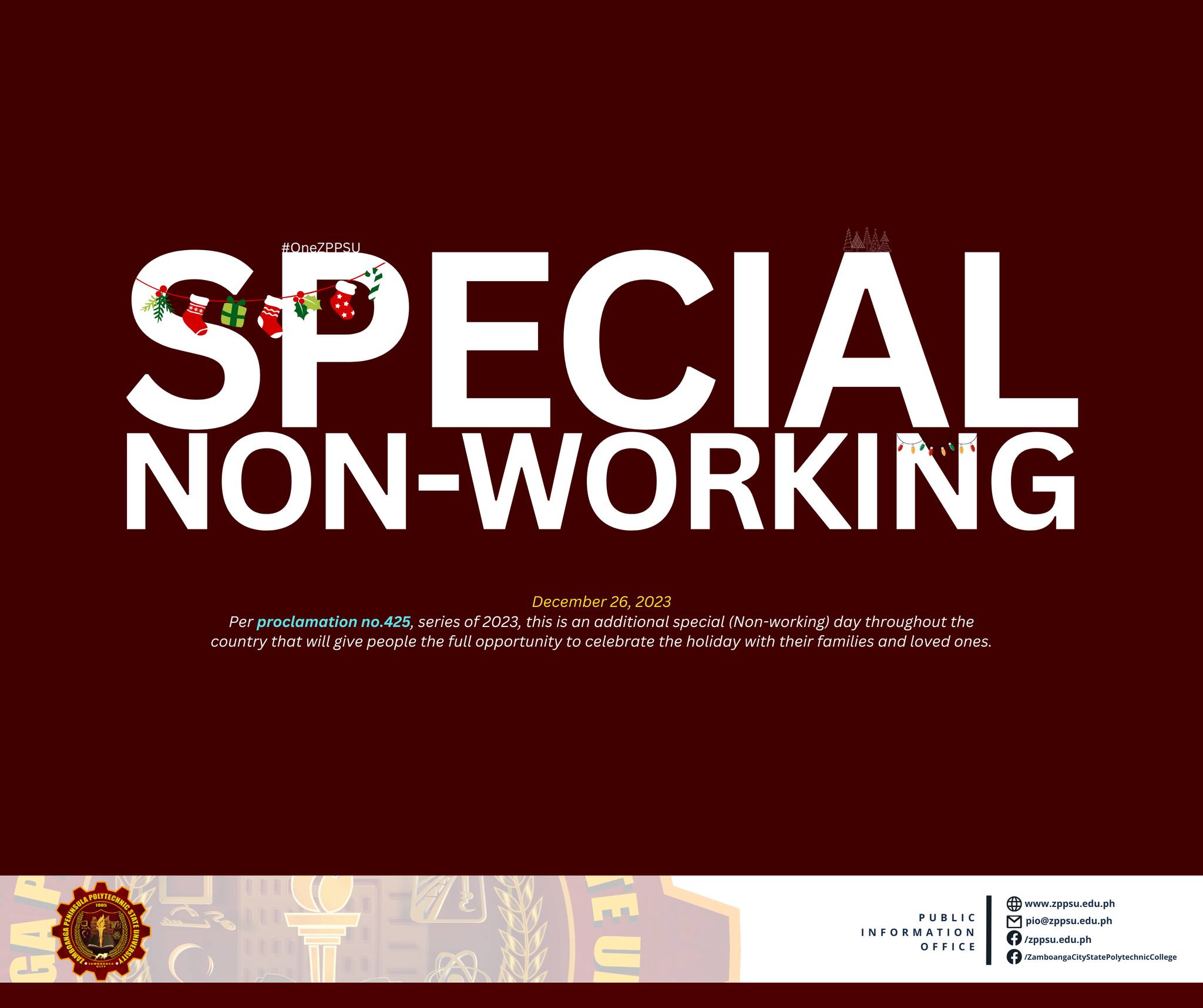 SPECIAL BREAK ON DECEMBER 26, 2023