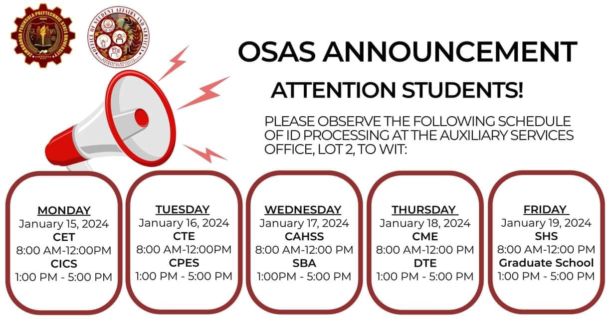 OSAS ANNOUNCEMENT