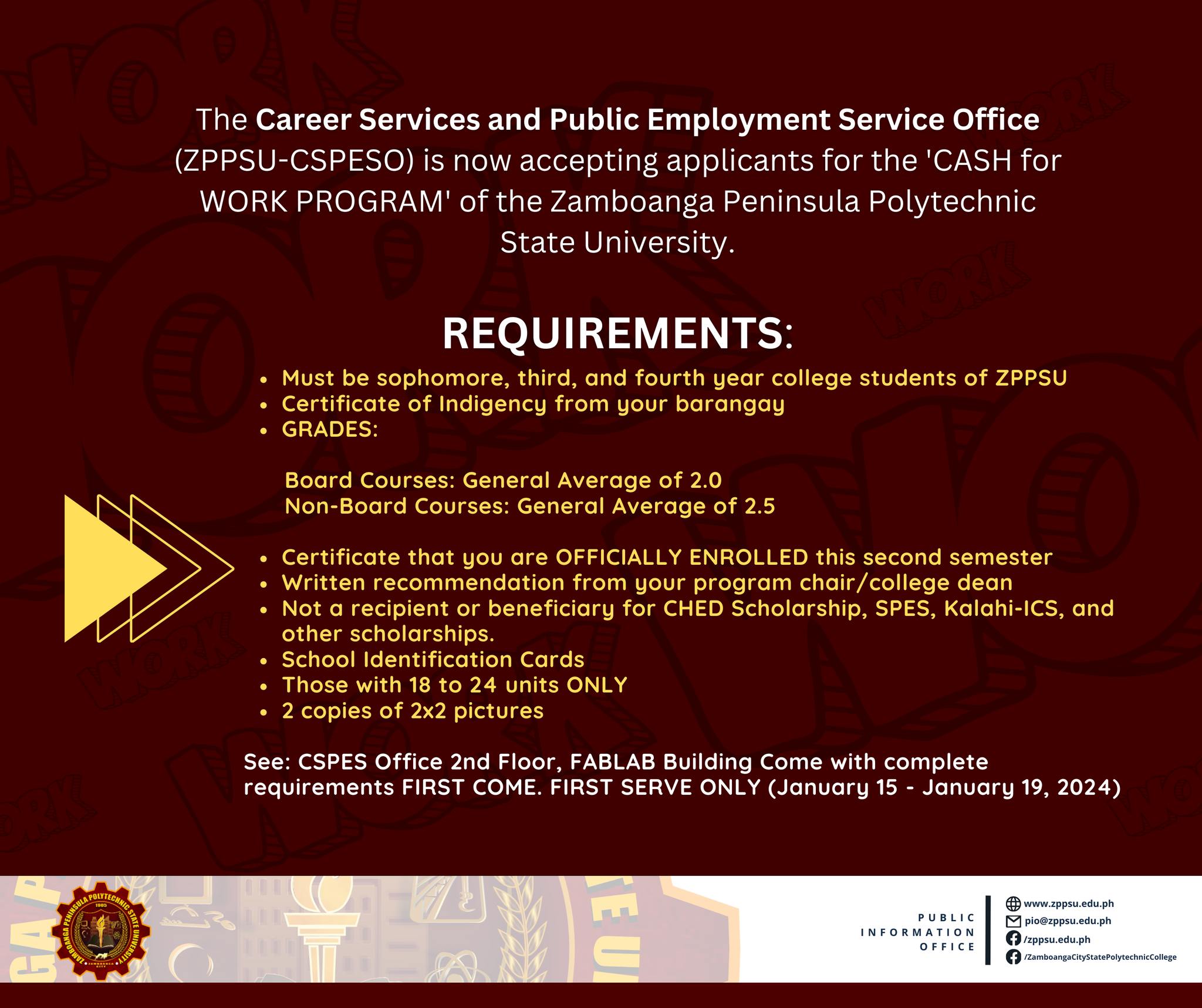 HEADS UP ZPPSU STUDENTS!