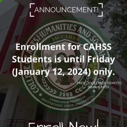 ATTENTION! CAHSS STUDENTS ENROLLMENT